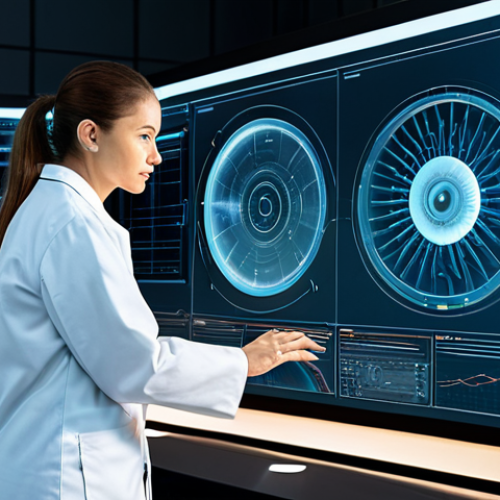 A team of two professional aerospace engineers, a male and a female, fully clothed in modest, professional lab coats, intently collaborating in a state-of-the-art design studio. They are focused on a large, transparent display showcasing an intricate, organically shaped aircraft component generated by AI, with complex aerodynamic simulations overlaid. The background features sleek, futuristic design workstations and soft, ambient lighting. perfect anatomy, correct proportions, natural pose, well-formed hands, proper finger count, natural body proportions, professional photography, cinematic lighting, high detail, ultra-realistic, 8k, safe for work, appropriate content, family-friendly.