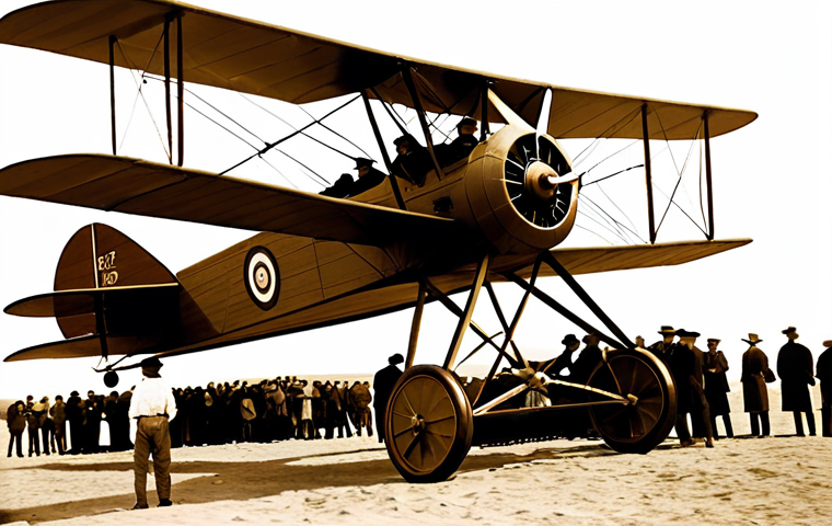 항공기 설계의 기초 - Early Aviation Days**

"A sepia-toned photograph of the Wright brothers' biplane at Kitty Hawk, circ...