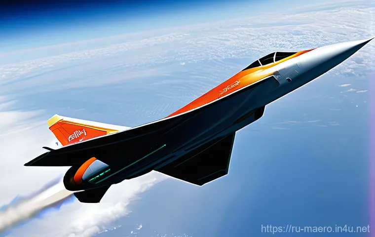 고속 비행 공기역학 - Supersonic Breakthrough**
"A magnificent, ultra-sleek Russian supersonic passenger jet, resembling a...