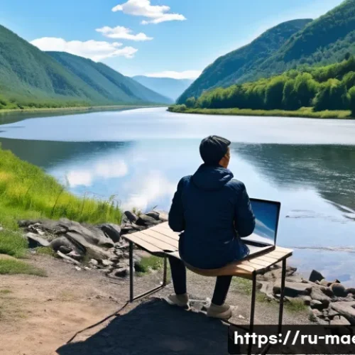 위성 통신 기술 - **Prompt 1: Remote Work and Connectivity in Nature**
    "A young, casually dressed person (age 20s-...