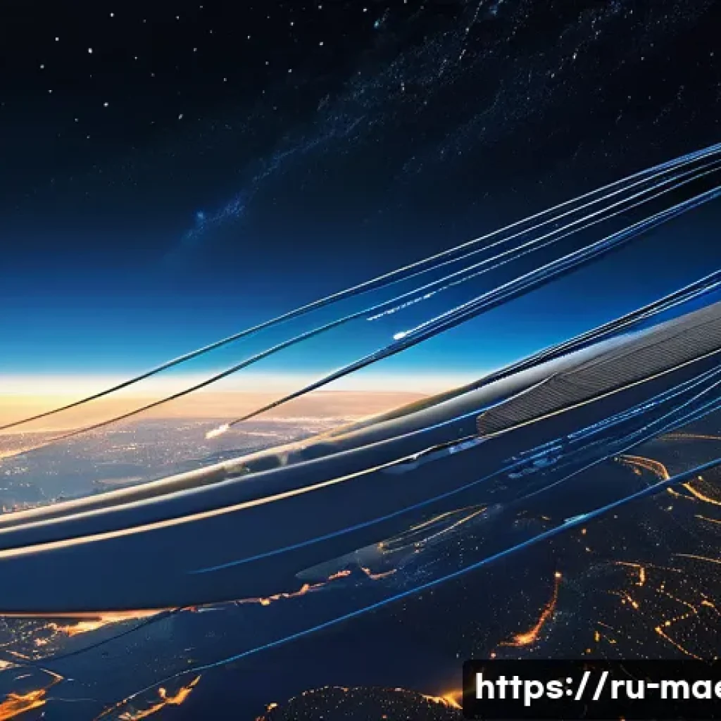 우주 엘리베이터 설계 - A futuristic space elevator cable made of carbon nanotubes and graphene fibers stretching from Earth...