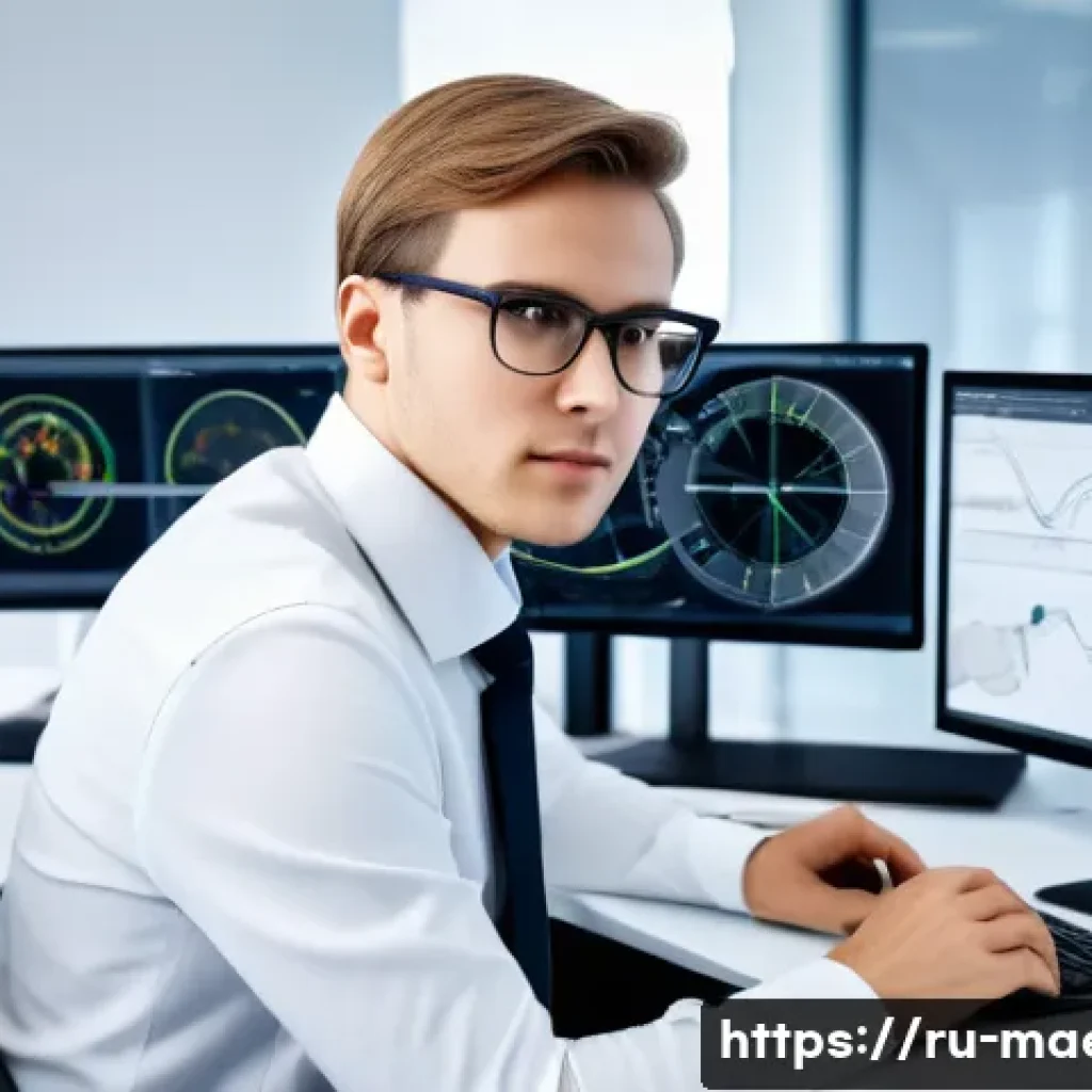 기계항공공학 논문 작성법 - A detailed professional engineering office environment with a Russian aerospace engineer analyzing a...