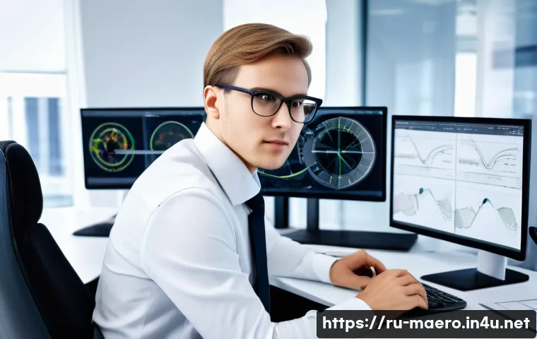 기계항공공학 논문 작성법 - A detailed professional engineering office environment with a Russian aerospace engineer analyzing a...