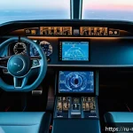 항공기 비행 데이터 처리 - A modern airplane cockpit filled with advanced digital displays and real-time data analytics, showin...