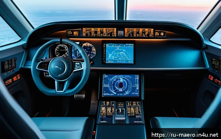 항공기 비행 데이터 처리 - A modern airplane cockpit filled with advanced digital displays and real-time data analytics, showin...
