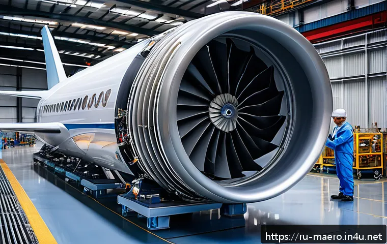 항공기 엔진 성능 시험 - A highly detailed scene inside a modern aerospace manufacturing facility, showing engineers in prote...
